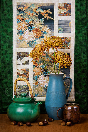 Chrysanthemums and Quilt
