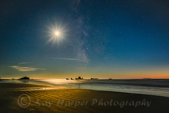 Moon over Ruby Beach